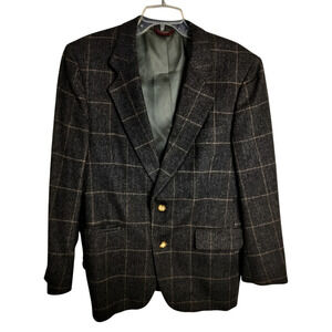 M545)Hart Schaffner Marx Two Button Brown Plaid Camel Hair Blazer 42R